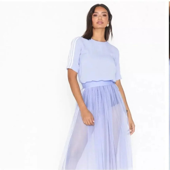 ADIDAS ORIGINALS 3 STRIPES TEE Light Blue Small - Picture 3 of 9